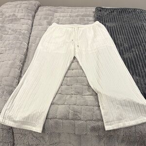 White Linen Wide-Leg Pants